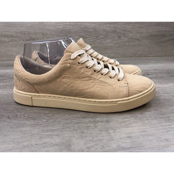 Frye Shoes - Frye Ivy Low FR40458-I Women 8.5M Beige Leather Floral LaceUp Casual SneakerShoe